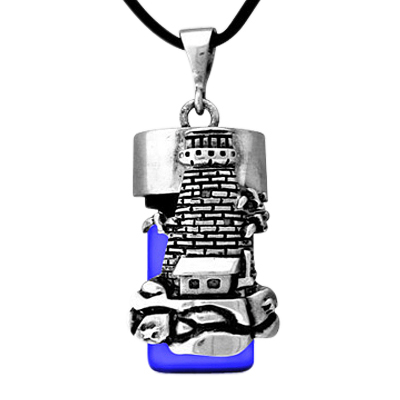 Lighthouse Blue Ash Urn Necklace